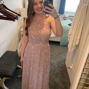 Birdy Grey Kira Mauve Floret Elegant One-Shoulder Pink Floral Dress, Size L